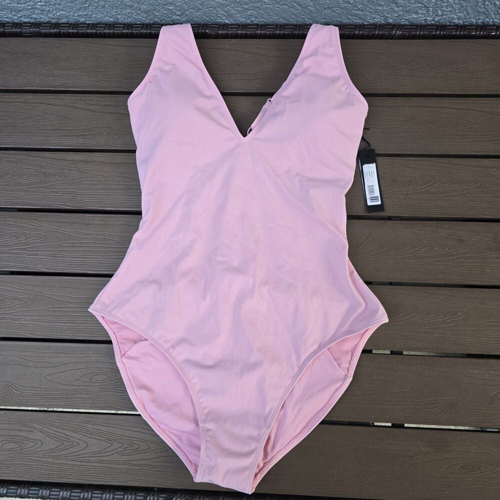 TA3 Plungy Light Pink Swimsuit 1 Piece Regular Long Corset Swim Size XL NEW